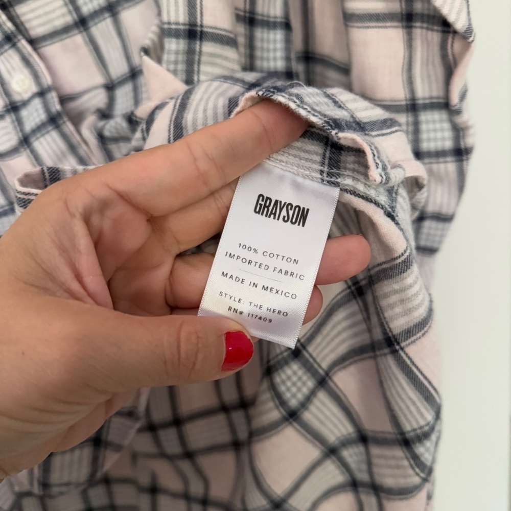 Grayson The Hero Pink Gray Plaid Flannel Button Down Shirt - Picture 3 of 4